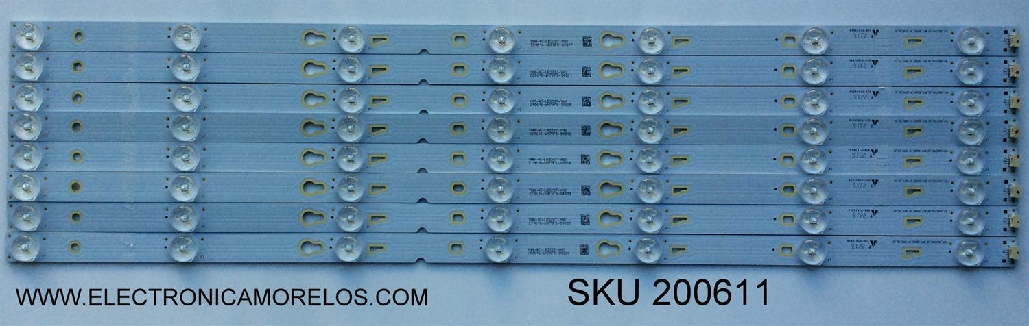KIT DE LED'S PARA TV TCL (8 PIEZAS) / NUMERO DE PARTE TOT_55D2700_UD_8X7_3030C_V1 / YHA-4C-LB3207-YH2 / 006-PK1K3465A / 30355006212E / T0T_55D2700_UD_8X7_3030C_V1 / PANEL LVU550CS0T E1 / MODELO 55US57 / 55US57TGAA